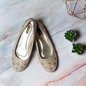 ANNA Champagne Glitter Flats Size 10 EUC